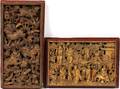 CHINESE CARVED WOOD PLAQUES IN HIGH RELIEF 2 PCS
