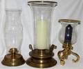061508 DECORATIVE BRASS CANDLE HOLDERS GLASS GLOBES