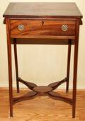 052429 ENGLISH MAHOGANY SEWING STAND 19TH C H 28