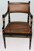 051479 REGENCY STYLE DECORATED BLACK ARMCHAIR