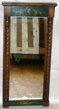 050381 MAHOGANY HAND PAINTED MIRROR H 31 W 14