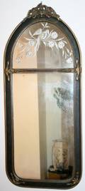 050379 GILT AND BLACK PAINTED WALL MIRROR 19TH C