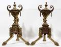 041538 REGENCY STYLE BRASS OVER METAL ANDIRONS C 1900