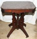041513 EASTLAKE WALNUT  MARBLE TOP TABLE C 1890