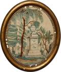 032434 AMERICAN MOURNING PAINTING ON VELVET 19TH C