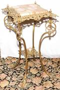 031541 EDWARDIAN GILT METAL  ONYX PLANT STAND