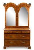 Important Queen Anne Walnut Linen Press 18th C