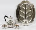 CANADIAN SILVER PLATE TEA POT CREAMER SUGAR PLATTER