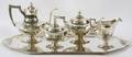 MERIDEN BRITANNIA STERLING TEA SET SILVERPLATE TRAY