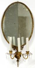 OVAL WALL MIRROR 3 LITE WALL SCONCE