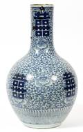 CHINESE BLUE ON WHITE PORCELAIN VASE 19TH C