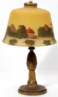 REVERSE PAINTED GLASS BOUDOIR LAMP C 1925