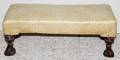 052497 RECTANGULAR FOOTSTOOL WITH MAHOGANY SCROLL FEET