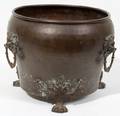051513 HAMMERED BRASS PLANTER EARLY 20TH C H 7