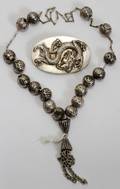 041568 CHINESE SILVER BUCKLE  WORRY BEADS