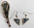 040449 JACKIE COHEN ANCIENT GLASS BROOCH  EARRINGS