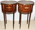 032473 FRENCH STYLE PAINTED MAHOGANY COMMODES PAIR