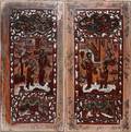 031566 CHINESE CARVED WOOD PANELS PAIR 21 X 10