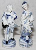 030483 GERMAN BLUE AND WHITE PORCELAIN FIGURINES OF