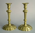 Pair of French brass candlesticks 18th c