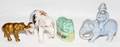 051555 FRENCH FAIENCE ELEPHANT  THREE OTHER FIGURES