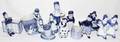 030523 DELFT BLUE  WHITE PORCELAIN FIGURES NINE