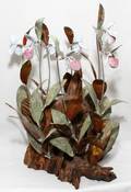 030514 NORMAN BRUMM ENAMELED METAL FLORAL SCULPTURE