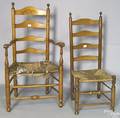 Three ladderback chairs