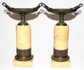 061009 FRENCH MARBLE  METAL TAZZE 19TH CENTURY PAIR