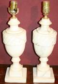 060060 VASE FORM WHITE MARBLE TABLE LAMPS PAIR H 14