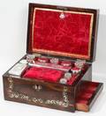 051018 VICTORIAN ROSEWOOD  MOTHEROFPEARL VANITY BOX