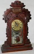 050047 EASTLAKE STYLE WOOD MANTLE CLOCK C1900 H 24