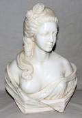 050005 MARBLE BUST OF A WOMAN H 18 W 11 D 5