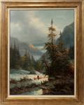 042030 MUNINGER LUDWIG OIL ON CANVAS WINTER SCENE