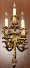 041046 FRENCH GILT BRONZE THREELIGHT SCONCES