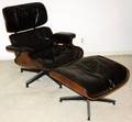040007 EAMES LEATHER  ROSEWOOD LOUNGE CHAIR  OTTOMAN