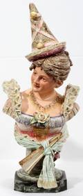 032061 ART NOUVEAU MAJOLICA POTTERY BUST