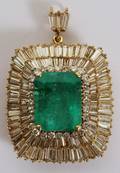 031002 120CT EMERALD  50CT DIAMOND TW PENDANT