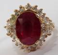 022037 14 KT YELLOW GOLD 550 CT RUBY  DIAMOND RING