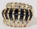 18 KT GOLD SAPPHIRE  DIAMOND BAGUETTE LADYS RING