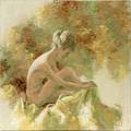 PETER SCHOFIELD OIL ON CANVAS SEATED NUDE