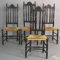 Four New England bannister back dining chairs 19th c