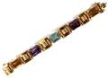14KT GOLD AMETHYST AQUAMARINE  CITRINE BRACELET