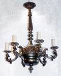 120081 BRONZE SIXLIGHT CHANDELIER H 32 DIA 24