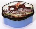111098 ENGLISH ENAMEL SNUFF BOX HUNTING 18TH C