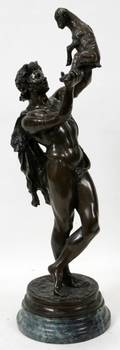 111064 CHARLES GUMERY BRONZE SCULPTURE H 20 FAUN