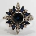 071110 18KT GOLD SAPPHIRE  DIAMOND RING