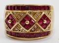 071109 18KT YELLOW GOLD RUBY  DIAMOND RING