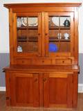 071081 AMERICAN PINE CHINA CABINET 19TH C H 73 W