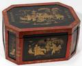 101070 CHINESE EXPORT RED  BLACK LACQUERED TEA BOX